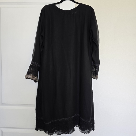 Black Embroidered Pakistani Suit by Erum Emaan - Size 45" - Large - Picture 8 of 17